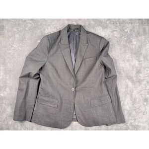 Theory Women’s Gray Wool Blazer Size 12 Tailored One Button Jacket